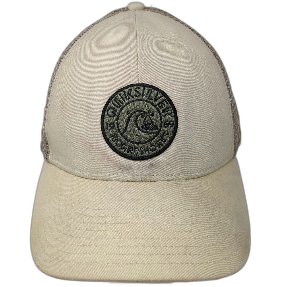 Quiksilver Trucker Hat Beige One Size Mesh Back Snapback Boardshorts Logo